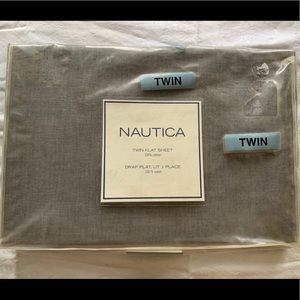 Nautica Gray Matters Chambray Twin Flat Sheet